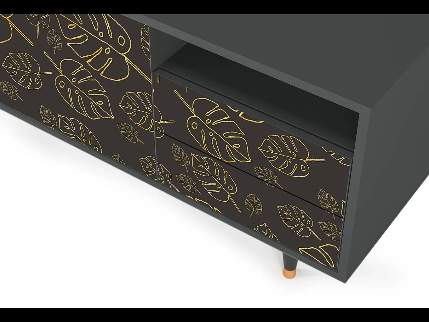 Móvel De Tv* Mueble de TV - 125х56х41 cm - T7 - Fall Of The Leaves, Antracite Cinza antracite