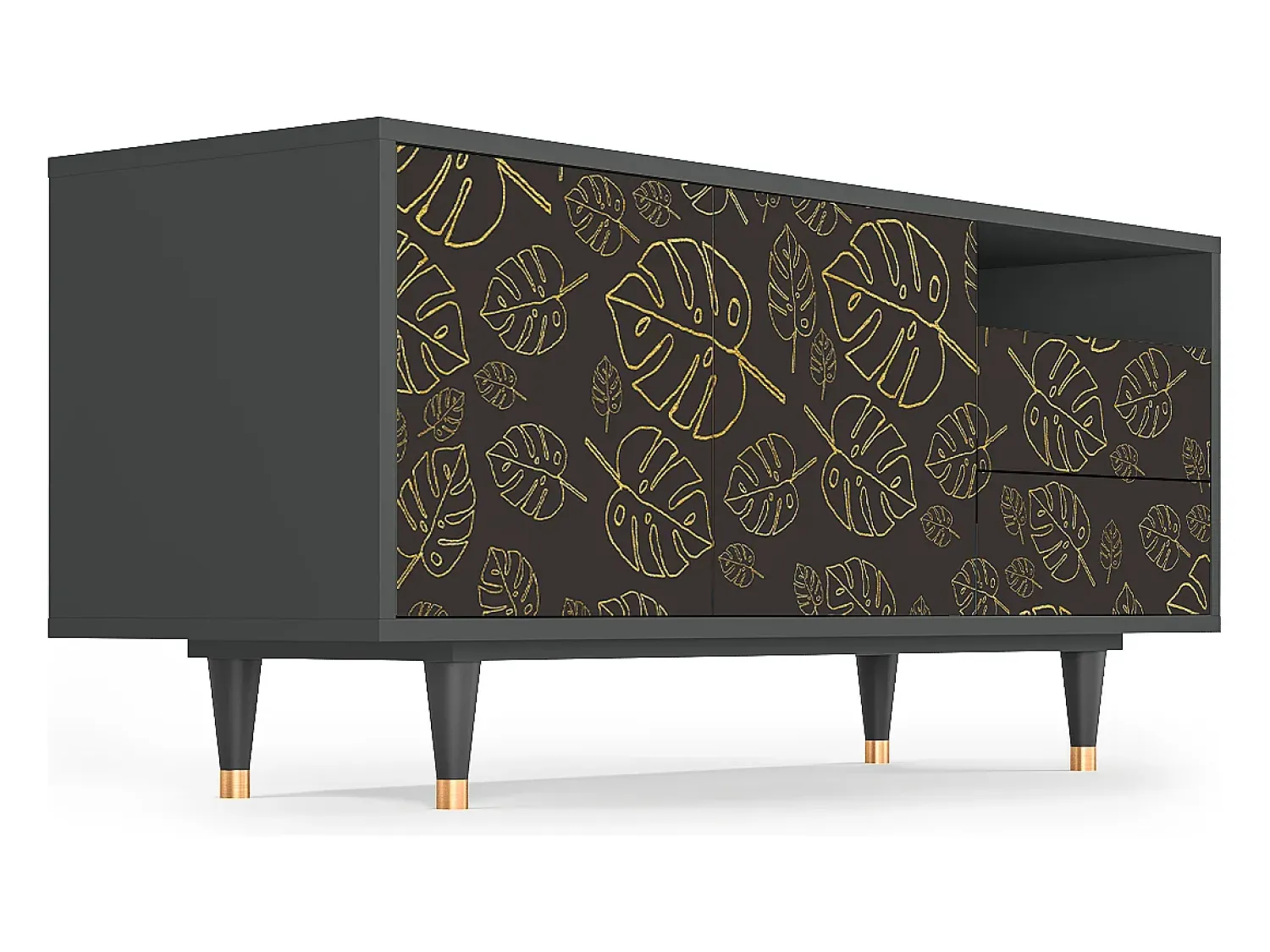 Móvel De Tv* Mueble de TV - 125х56х41 cm - T7 - Fall Of The Leaves, Antracite Cinza antracite