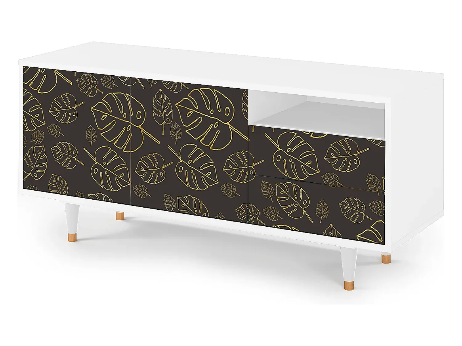 Mueble de TV - 125х56х41 cm - T7 - Fall Of The Leaves, Branco^ Móvel De Tv