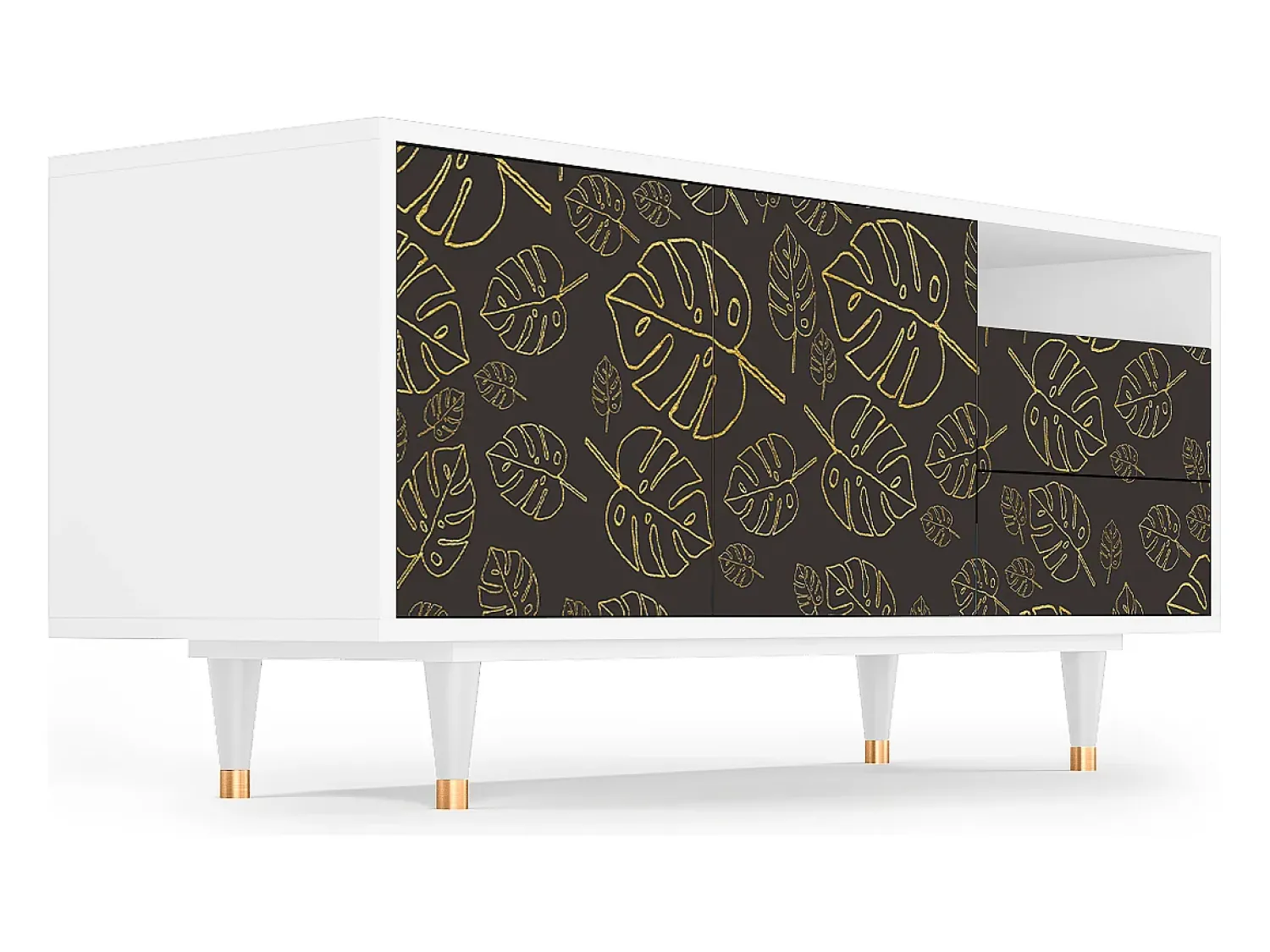 Mueble de TV - 125х56х41 cm - T7 - Fall Of The Leaves, Branco^ Móvel De Tv