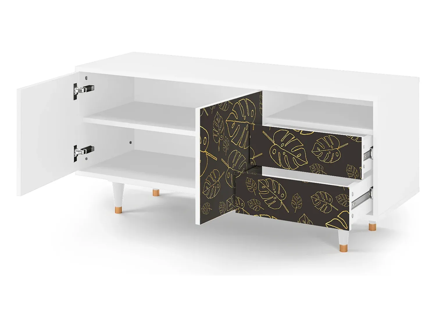 Mueble de TV - 125х56х41 cm - T7 - Fall Of The Leaves, Branco^ Móvel De Tv