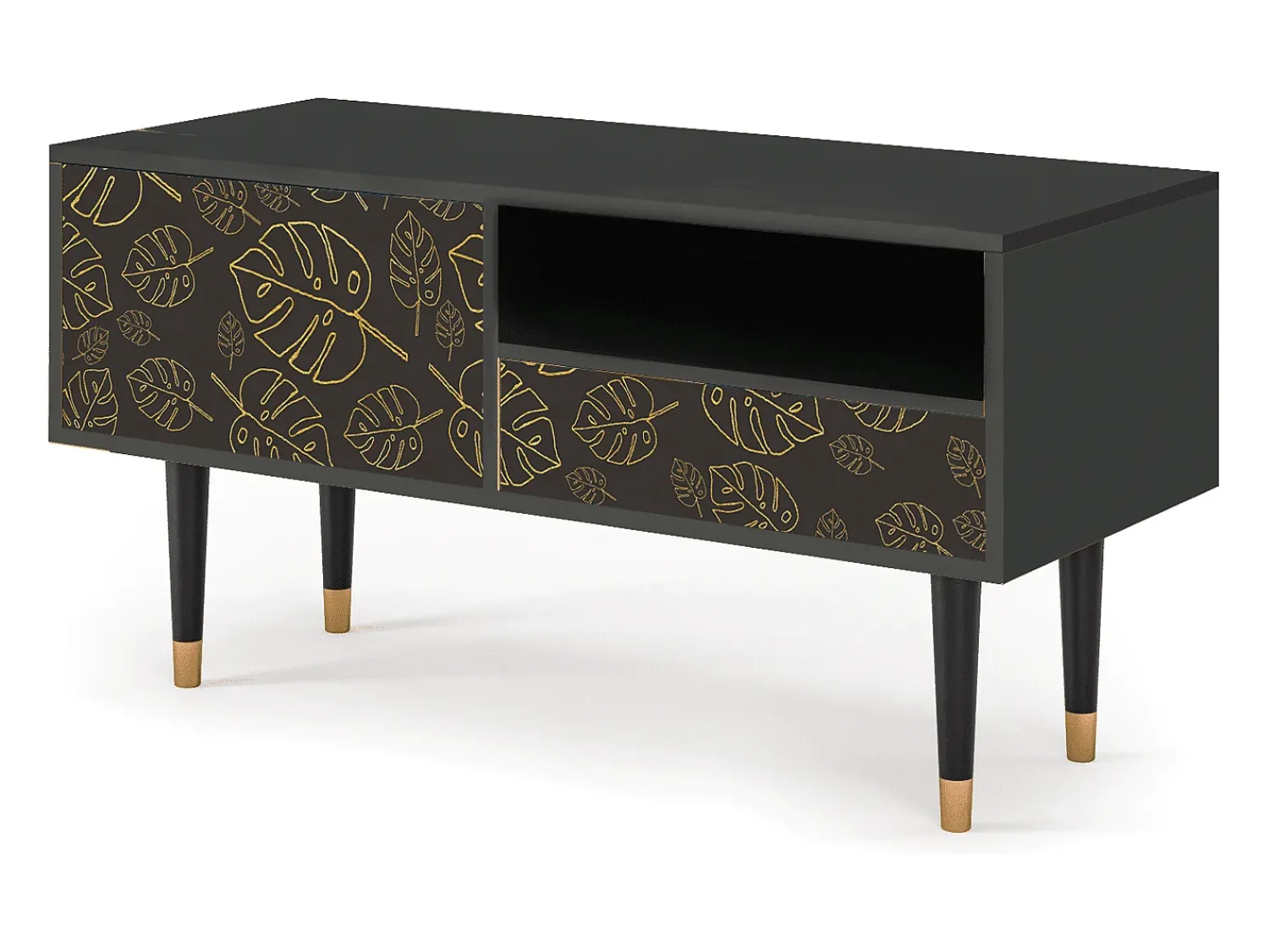 Móvel De Tv| Mueble de TV - 115х59х48 cm - T3 - Fall Of The Leaves, Antracite Cinza antracite