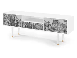 Mueble de TV - 170х59х41 cm - T6 - Farms in a Village, Branco^ Móvel De Tv