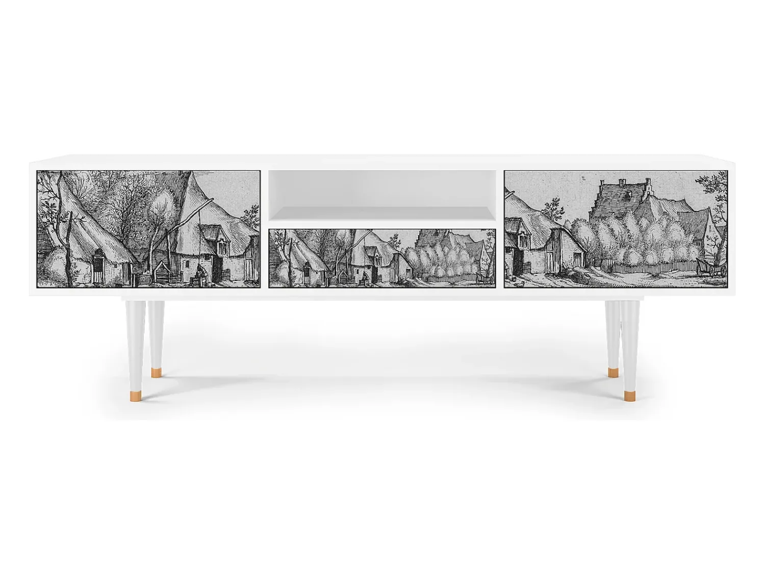 Mueble de TV - 170х59х41 cm - T6 - Farms in a Village, Branco^ Móvel De Tv