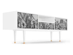Mueble de TV - 170х59х41 cm - T6 - Farms in a Village, Branco^ Móvel De Tv
