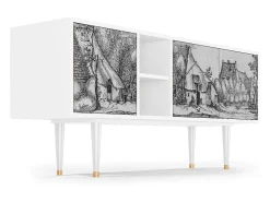 Hot Mueble de TV - 150х69х41 cm - T5 - Farms in a Village, Branco Bege