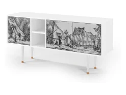 Hot Mueble de TV - 150х69х41 cm - T5 - Farms in a Village, Branco Bege