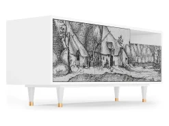 Móvel De Tv* Mueble de TV - 125х56х41 cm - T7 - Farms in a Village, Branco Bege