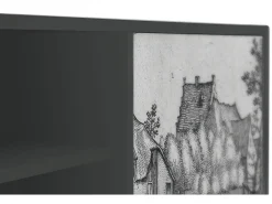 Móvel De Tv| Mueble de TV - 170х69х48 cm - T2 - Farms in a Village, Antracite Cinza antracite