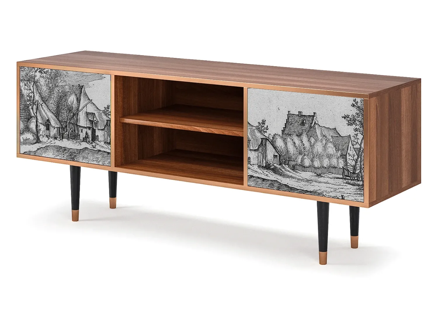 Mueble de TV - 170х69х48 cm - T2 - Farms in a Village, Nogueira^ Móvel De Tv