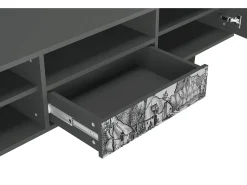 Móvel De Tv* Mueble de TV - 170х59х41 cm - T6 - Farms in a Village, Antracite Cinza antracite