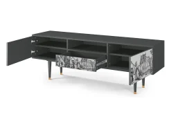 Móvel De Tv* Mueble de TV - 170х59х41 cm - T6 - Farms in a Village, Antracite Cinza antracite
