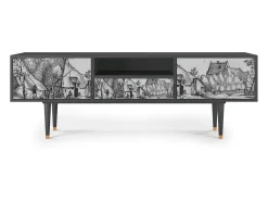 Móvel De Tv* Mueble de TV - 170х59х41 cm - T6 - Farms in a Village, Antracite Cinza antracite