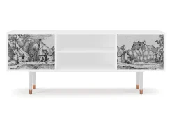 Móvel De Tv| Mueble de TV - 170х69х48 cm - T2 - Farms in a Village, Branco Bege