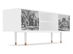 Móvel De Tv| Mueble de TV - 170х69х48 cm - T2 - Farms in a Village, Branco Bege