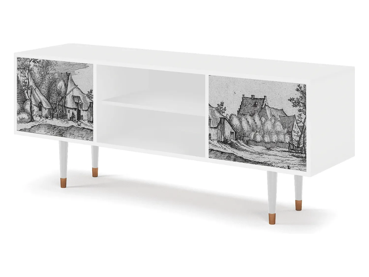 Móvel De Tv| Mueble de TV - 170х69х48 cm - T2 - Farms in a Village, Branco Bege