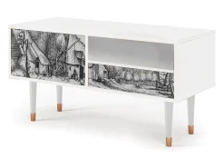 Mueble de TV - 115х59х48 cm - T3 - Farms in a Village, Branco^ Móvel De Tv