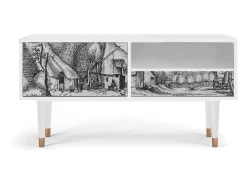Mueble de TV - 115х59х48 cm - T3 - Farms in a Village, Branco^ Móvel De Tv