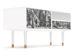 Mueble de TV - 115х59х48 cm - T3 - Farms in a Village, Branco^ Móvel De Tv