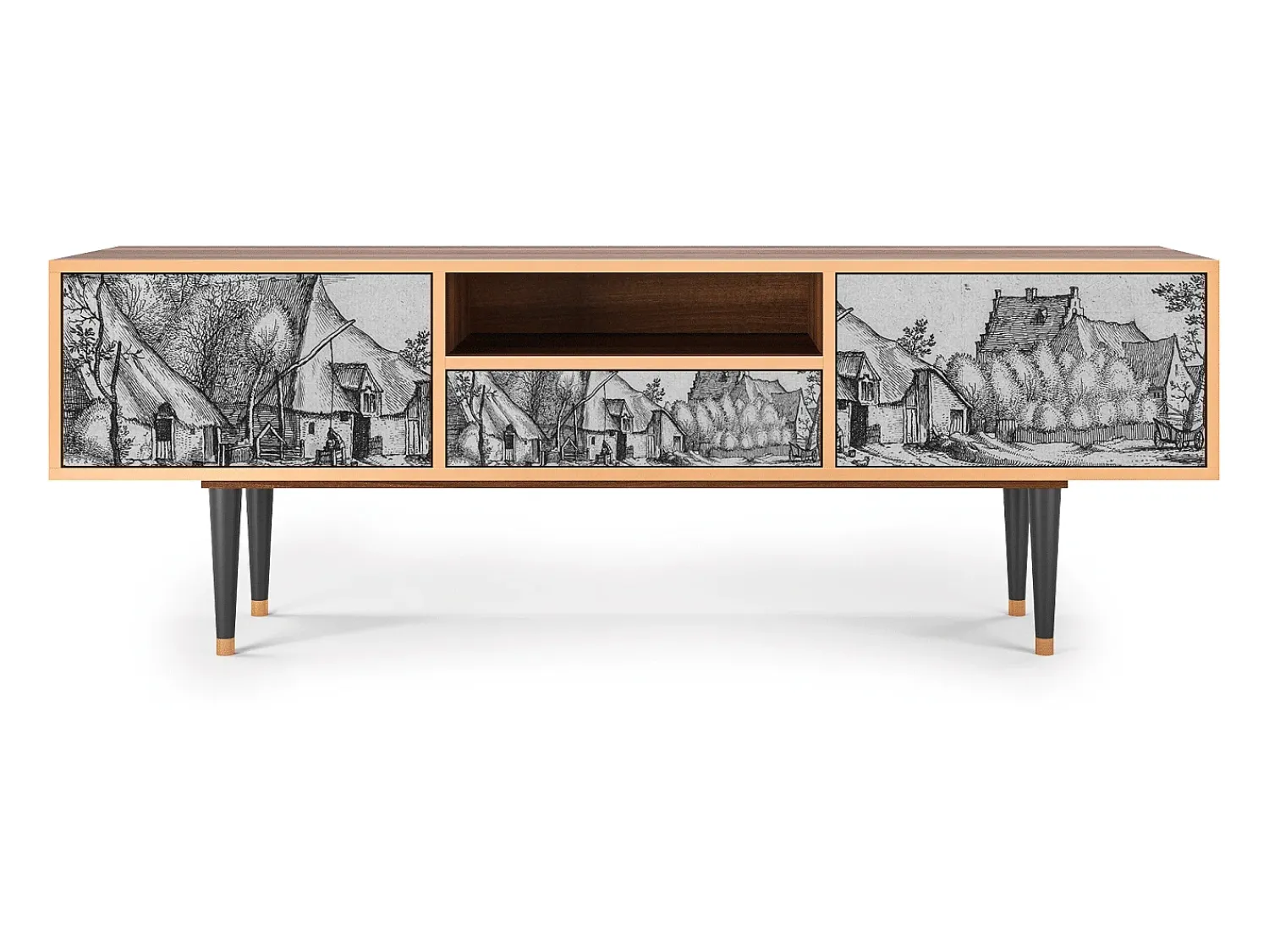 Mueble de TV - 170х59х41 cm - T6 - Farms in a Village, Nogueira^ Móvel De Tv