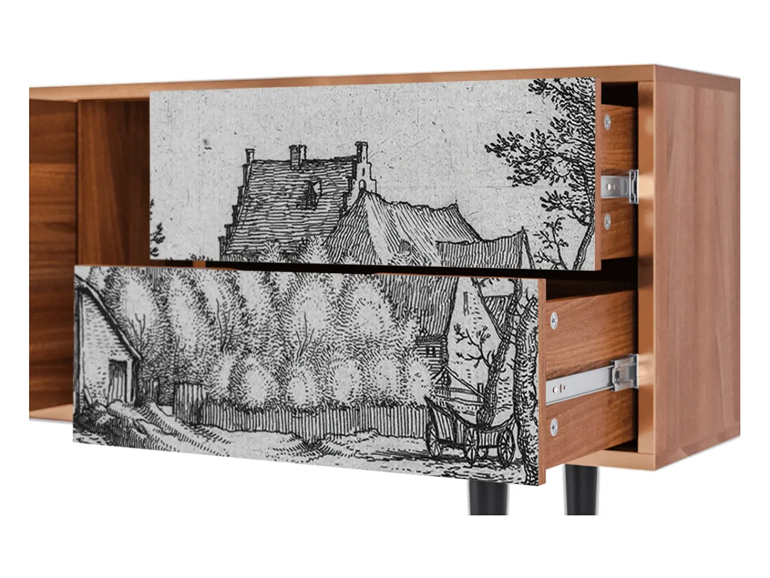 Discount Mueble de TV - 170х69х48 cm - T1 - Farms in a Village, Nogueira Castanho