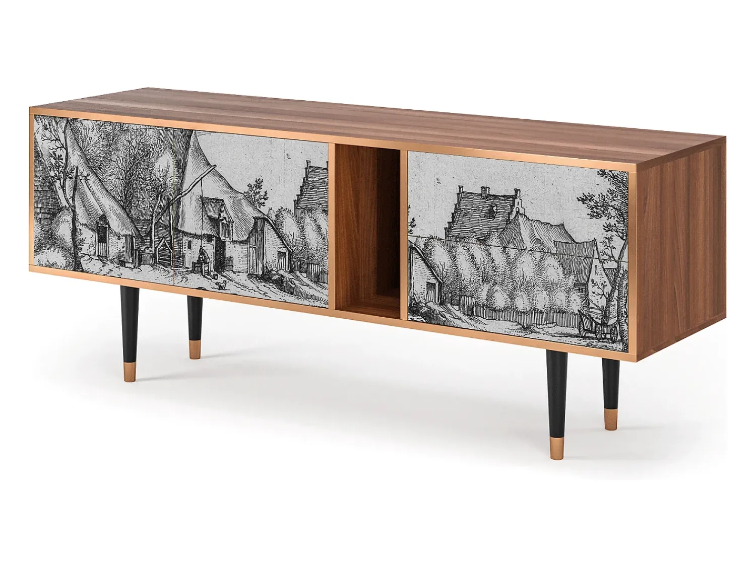 Discount Mueble de TV - 170х69х48 cm - T1 - Farms in a Village, Nogueira Castanho