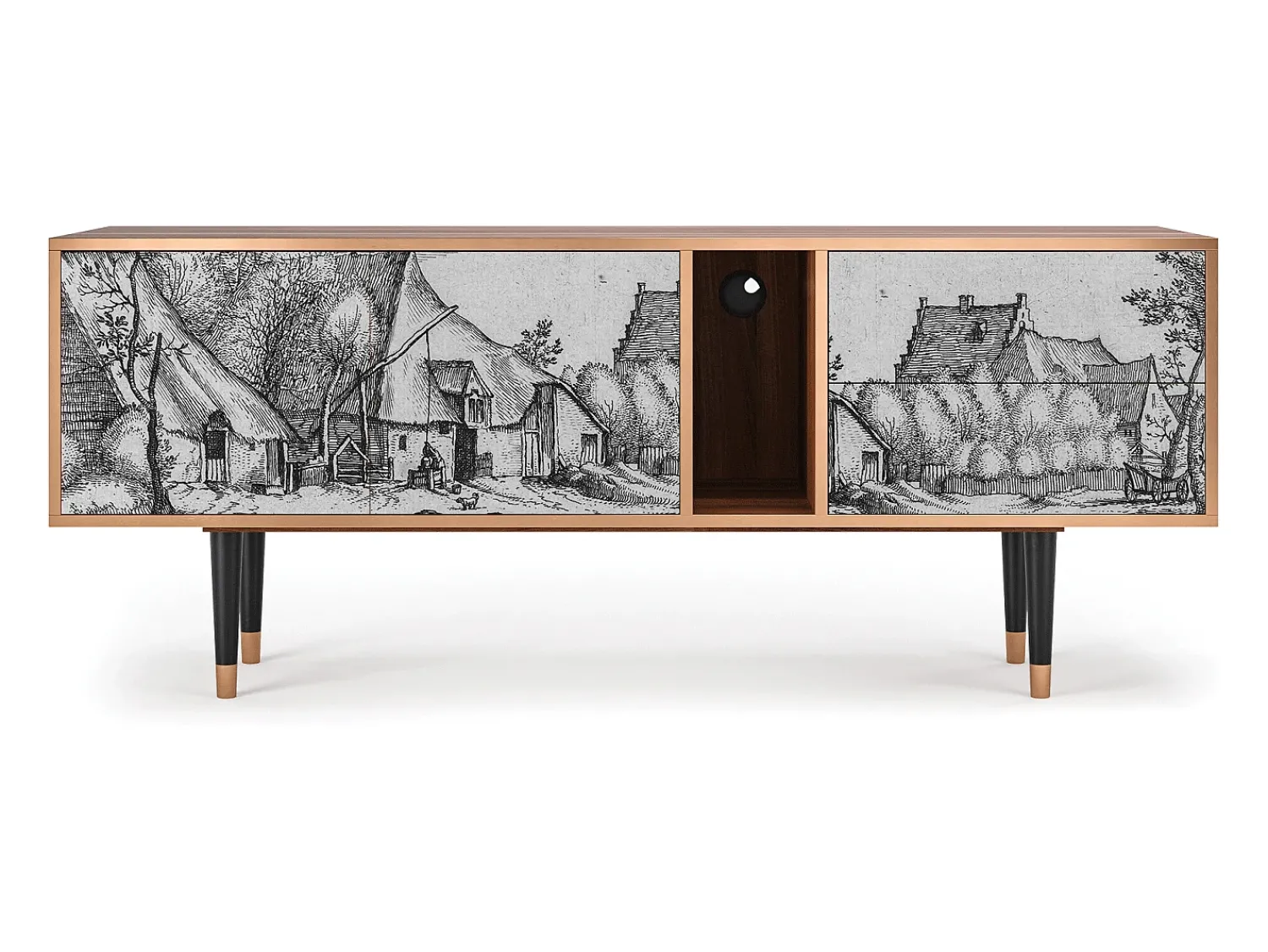 Discount Mueble de TV - 170х69х48 cm - T1 - Farms in a Village, Nogueira Castanho