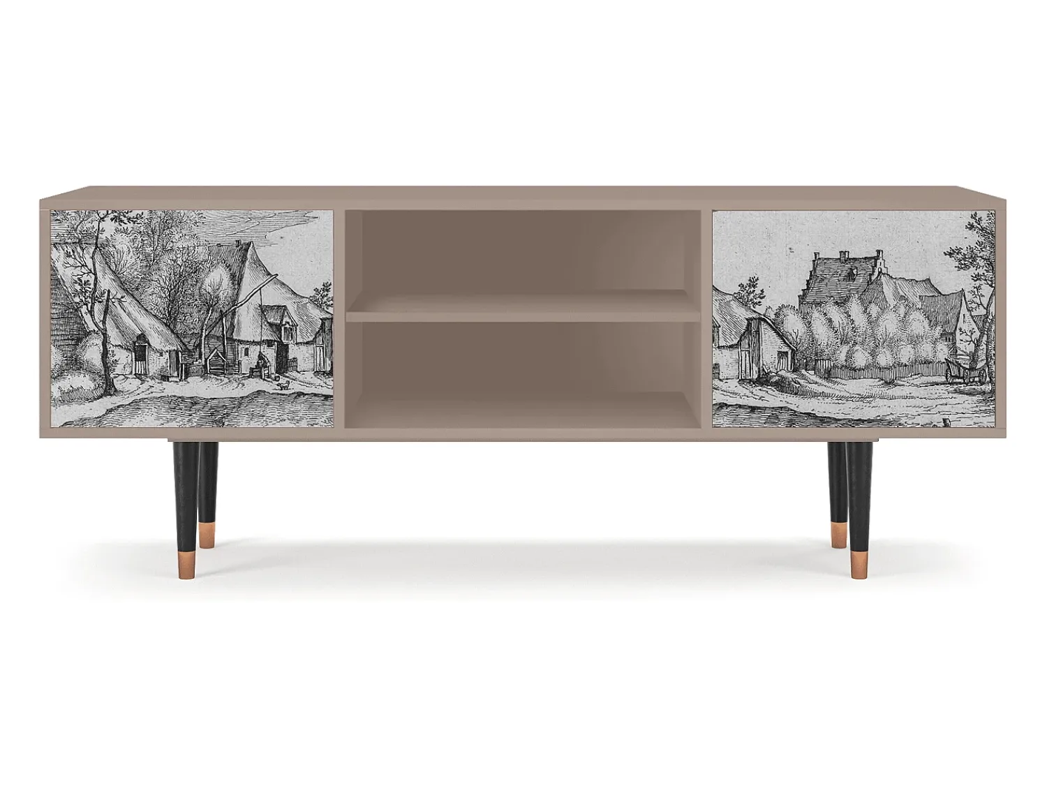 Móvel De Tv* Mueble de TV - 170х69х48 cm - T2 - Farms in a Village, Latte Bege