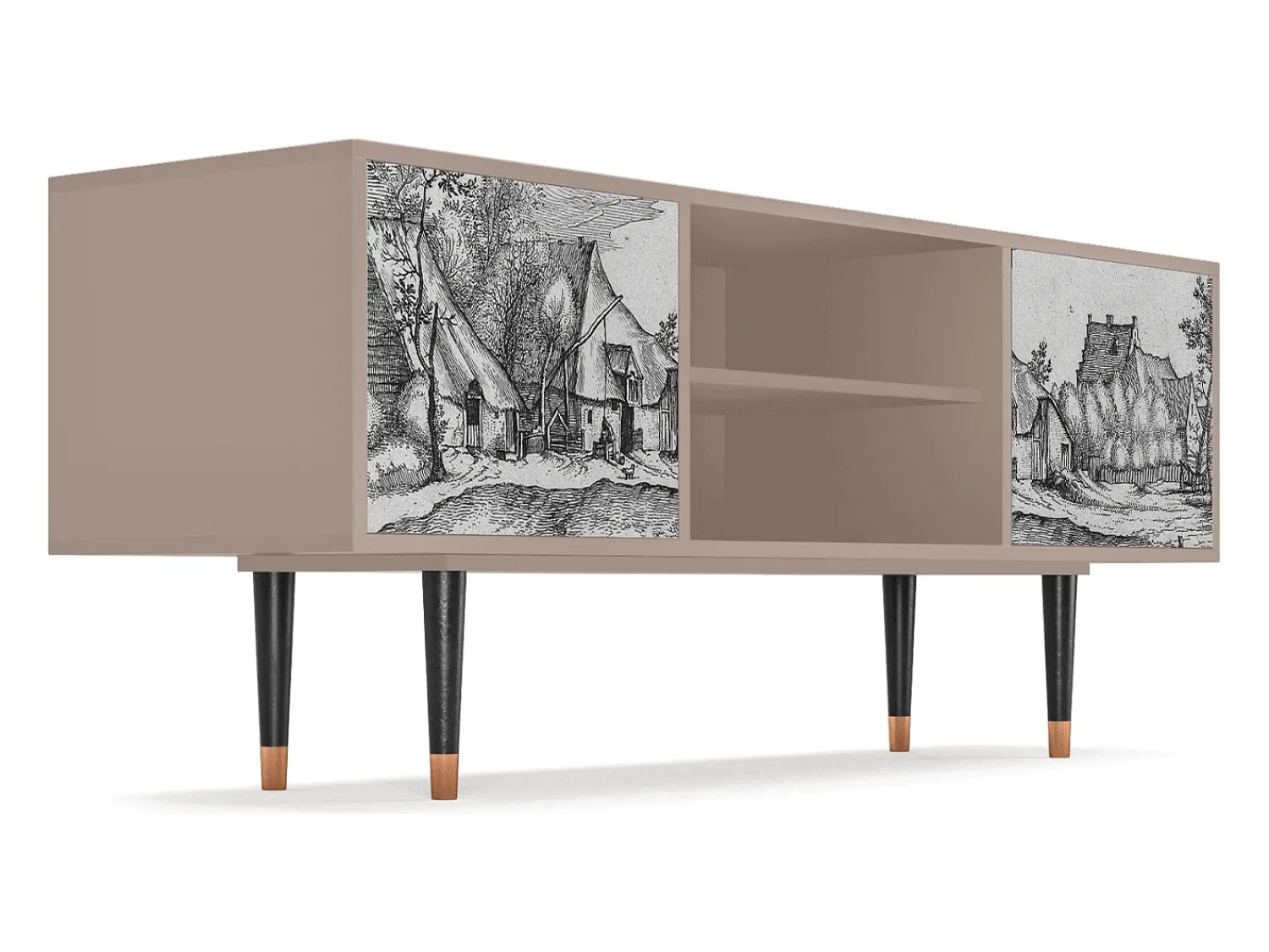 Móvel De Tv* Mueble de TV - 170х69х48 cm - T2 - Farms in a Village, Latte Bege