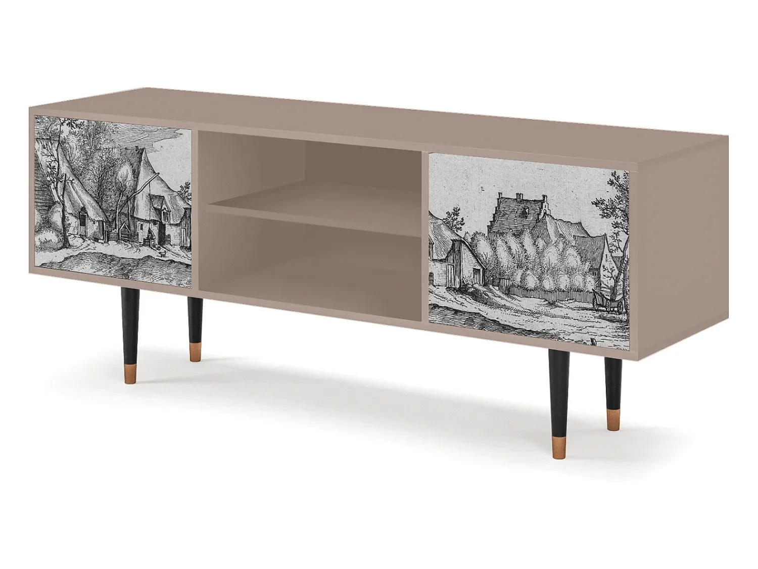 Móvel De Tv* Mueble de TV - 170х69х48 cm - T2 - Farms in a Village, Latte Bege