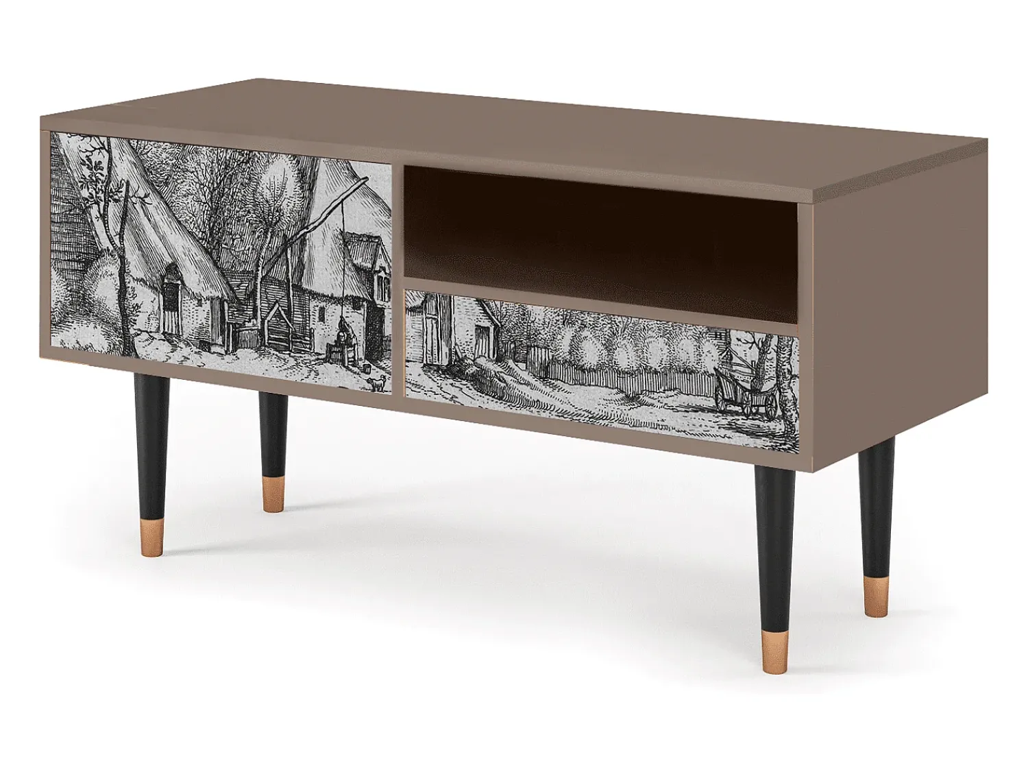 Mueble de TV - 115х59х48 cm - T3 - Farms in a Village, Latte^ Móvel De Tv