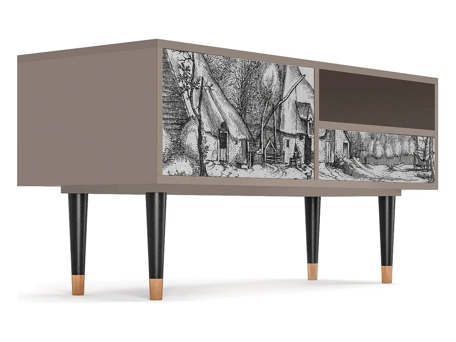 Mueble de TV - 115х59х48 cm - T3 - Farms in a Village, Latte^ Móvel De Tv