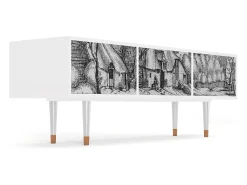 Móvel De Tv* Mueble de TV - 170х59х48 cm - T4 - Farms in a Village, Branco Bege