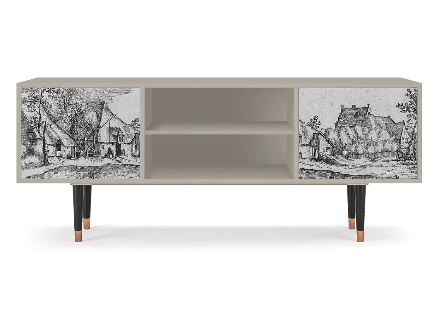 Móvel De Tv* Mueble de TV - 170х69х48 cm - T2 - Farms in a Village, Areia Bege