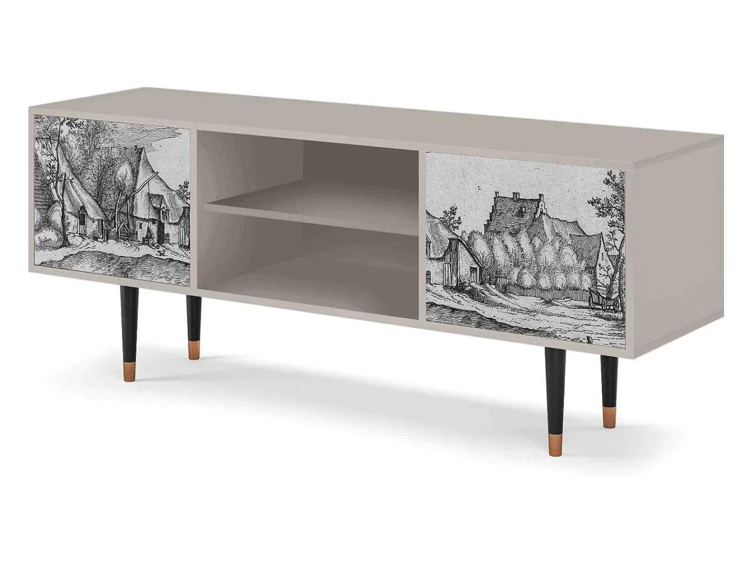Móvel De Tv* Mueble de TV - 170х69х48 cm - T2 - Farms in a Village, Areia Bege
