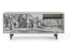 Móvel De Tv| Mueble de TV - 125х56х41 cm - T7 - Farms in a Village, Areia Bege