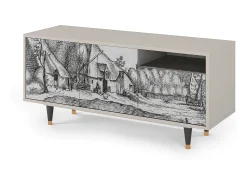 Móvel De Tv| Mueble de TV - 125х56х41 cm - T7 - Farms in a Village, Areia Bege