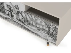 Móvel De Tv| Mueble de TV - 125х56х41 cm - T7 - Farms in a Village, Areia Bege