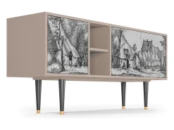 Móvel De Tv| Mueble de TV - 150х69х41 cm - T5 - Farms in a Village, Latte Bege