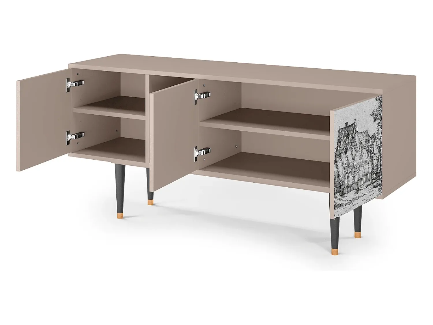 Móvel De Tv| Mueble de TV - 150х69х41 cm - T5 - Farms in a Village, Latte Bege