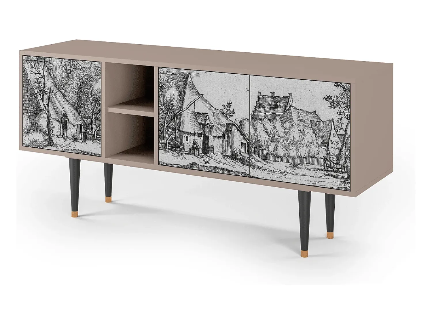 Móvel De Tv| Mueble de TV - 150х69х41 cm - T5 - Farms in a Village, Latte Bege