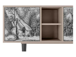 Móvel De Tv| Mueble de TV - 150х69х41 cm - T5 - Farms in a Village, Latte Bege