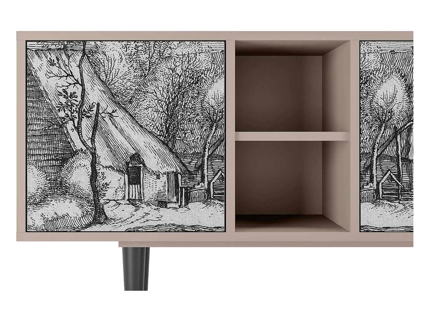 Móvel De Tv| Mueble de TV - 150х69х41 cm - T5 - Farms in a Village, Latte Bege