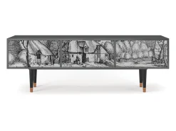 Móvel De Tv| Mueble de TV - 170х59х48 cm - T4 - Farms in a Village, Antracite Cinza antracite