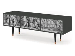 Móvel De Tv| Mueble de TV - 170х59х48 cm - T4 - Farms in a Village, Antracite Cinza antracite