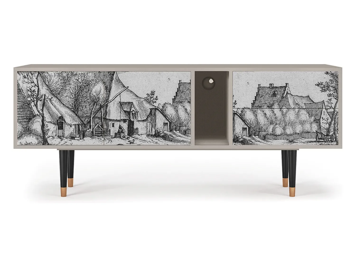 Móvel De Tv| Mueble de TV - 170х69х48 cm - T1 - Farms in a Village, Areia Bege