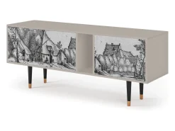 Móvel De Tv| Mueble de TV - 170х69х48 cm - T1 - Farms in a Village, Areia Bege