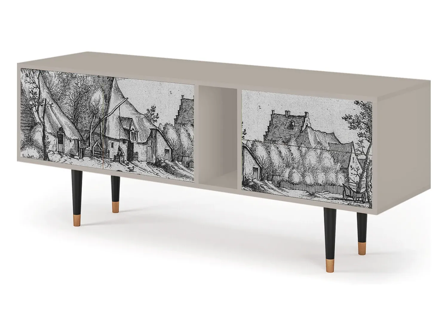 Móvel De Tv| Mueble de TV - 170х69х48 cm - T1 - Farms in a Village, Areia Bege