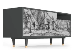 Outlet Mueble de TV - 125х56х41 cm - T7 - Farms in a Village, Antracite Cinza antracite