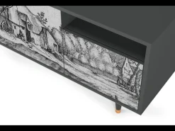 Outlet Mueble de TV - 125х56х41 cm - T7 - Farms in a Village, Antracite Cinza antracite